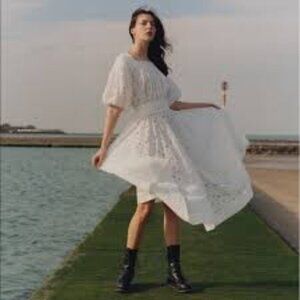 Merlette Zimmermann Augustin Eyelet Midi Women Dress Size XS